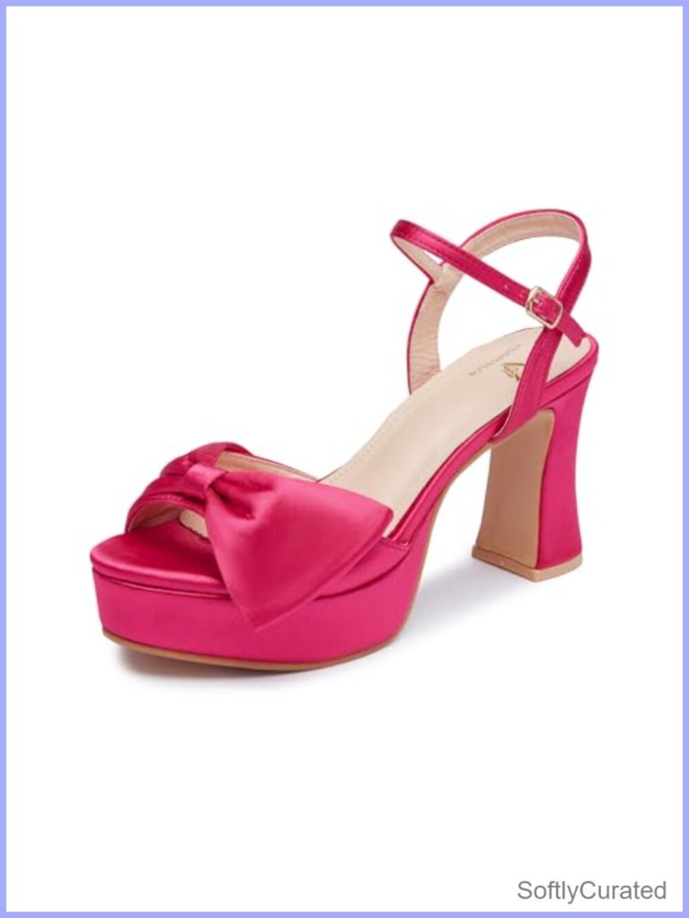 Satin Platform Chunky Block Heel Open Toe Bow Sandals Dress Heels